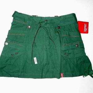 Vintage Rare Fashion 6 Pockets Belted Drawstring Bottom Edge Area Cargo Skirt